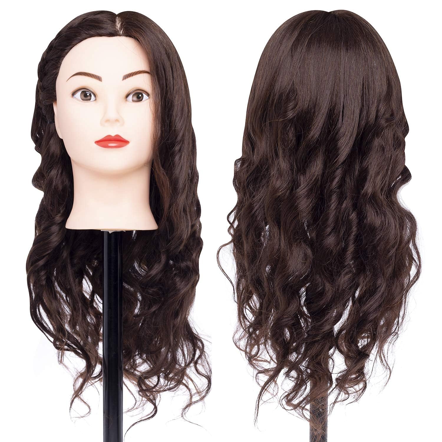 Professional Makeup & Hairstyling Training Head - Dark Brown Mannequin for Salon Practice, Cosmetology Students & Beauty Enthusiasts | Perfect for Makeup Application, Hair Cutting, Styling & Coloring Practice