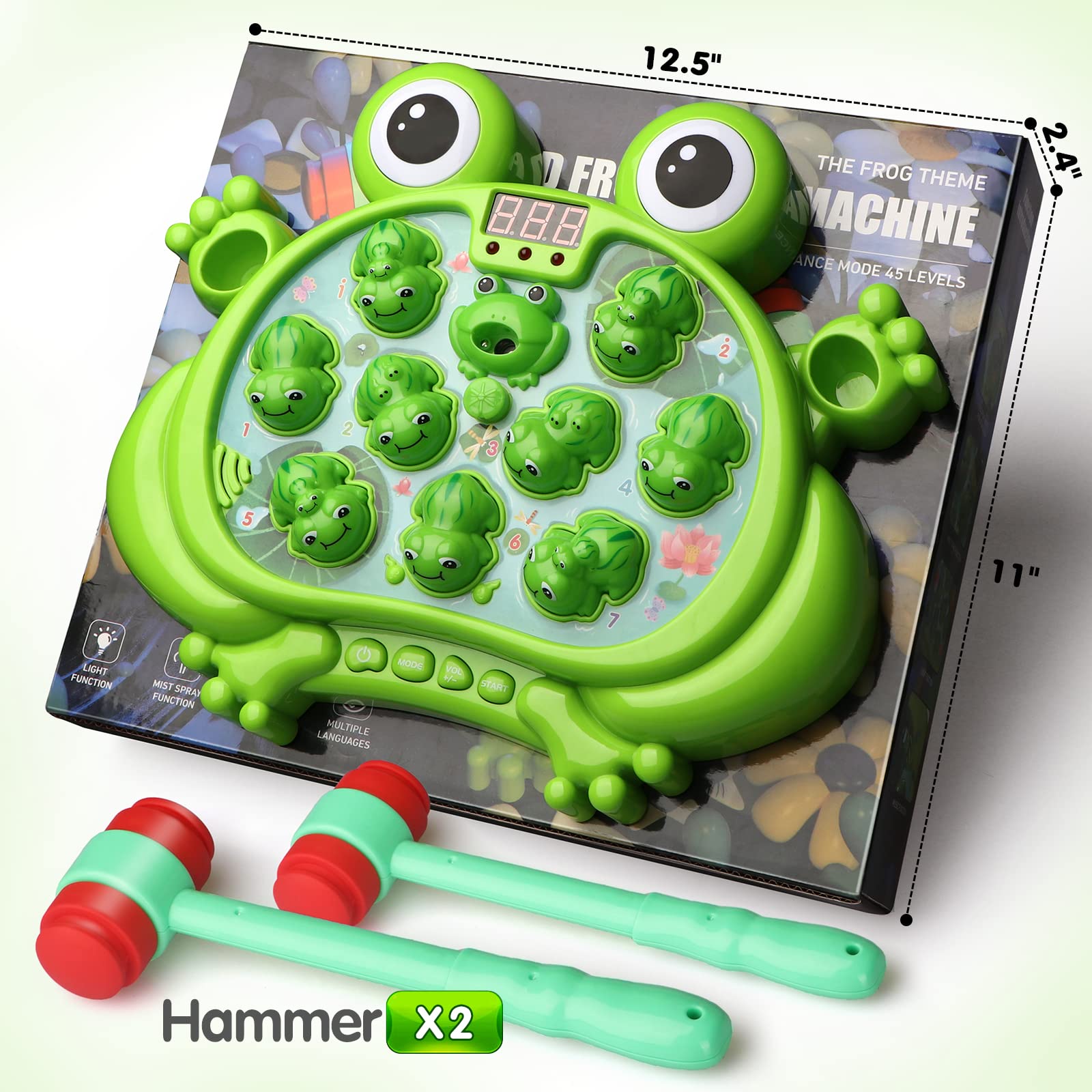 HopeRock Interactive Whack A Frog Game for Toddlers Age 2-5 - 5 Play Modes, 45 Levels with 9 Music & Light-up Effects - Early Learning Educational Toy for Boys & Girls - Perfect Birthday Gift for 2-4 Year Olds (Great for Sensory Development & Family Game Night)