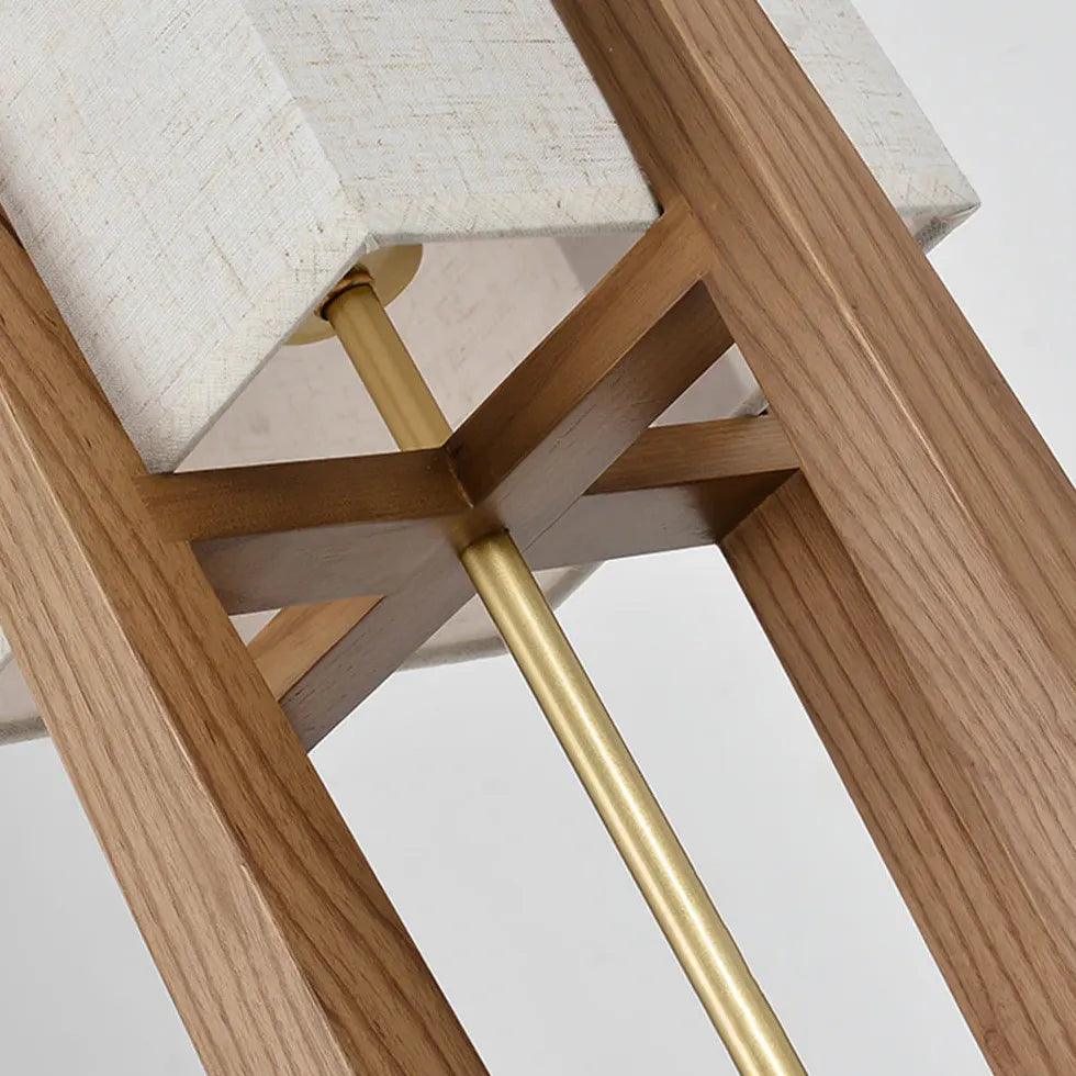 Modern Square Wooden Frame Floor Lamp - Stylish Home Decor for Living Room, Bedroom & Office Lighting