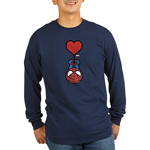 Spider-Man Heart Graphic Long Sleeve Dark T-Shirt for Men - Superhero Casual Wear for Halloween, Comic Con & Everyday Fandom