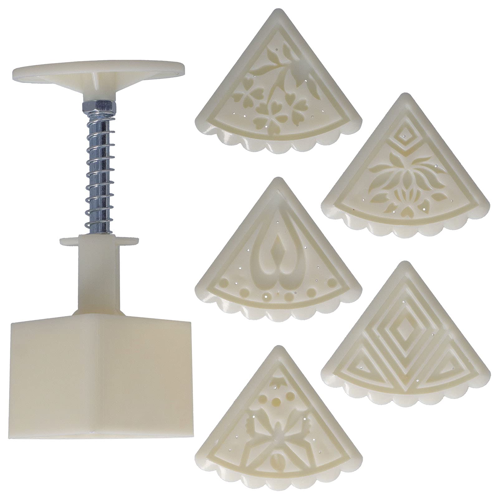 DIY Manual Triangular Cake Mold - Kitchen Hand Pressed Cookie Dough Press with 5 Stamps for Baking, Pastry Making & Home Decor | Perfect for Christmas Cookies, Wedding Favors & Kids Baking Activities