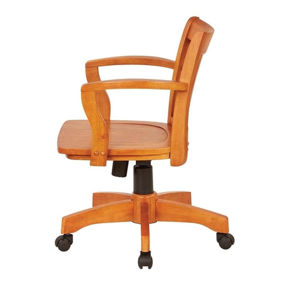 Premium Wooden Banker's Office Chair - Ergonomic Fruit Wood Seat for Home & Office - Comfortable Executive Desk Chair for Professionals & Workspaces