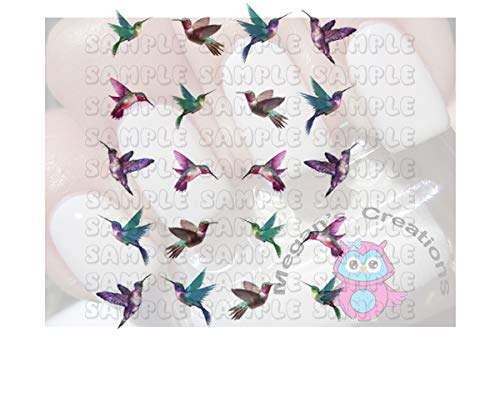Hummingbird Water Slide Nail Decals - DIY Nail Art Stickers for Gel & Acrylic Nails - Perfect for Manicures, Pedicures & Nail Salon Designs