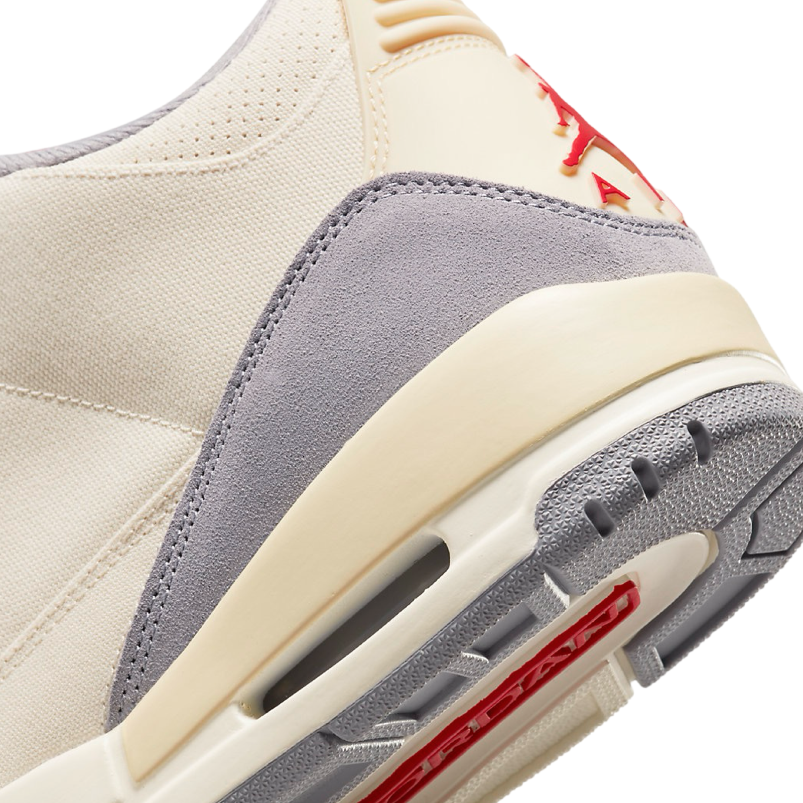 Air Jordan 3 Retro Sneakers - Muslin & University Red Colorway - Men's Basketball Shoes for Casual Wear & Street Style