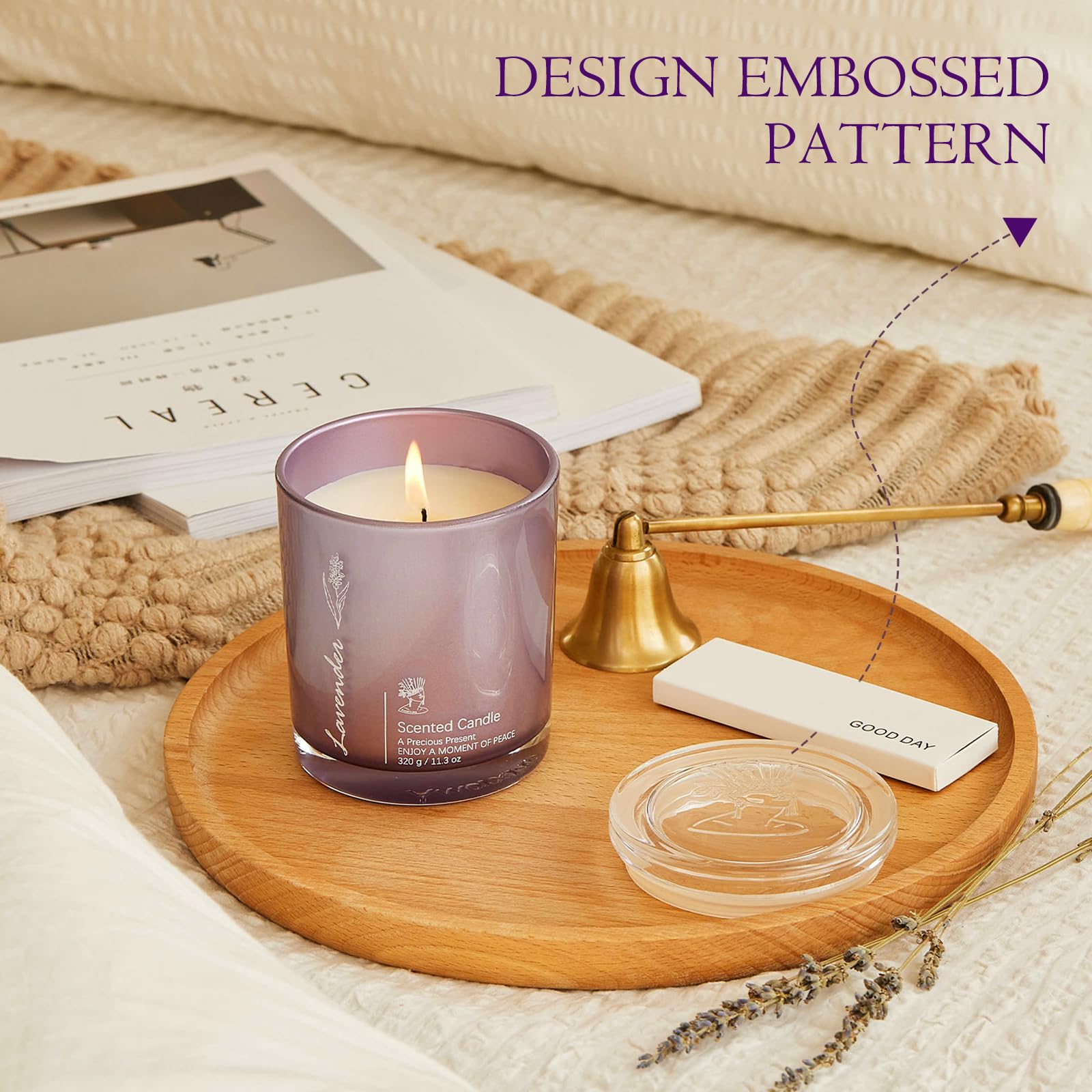 Lavender Scented Candles - 2 Pack 23oz Large Jar Aromatherapy Candles for Home, Highly Fragranced Relaxing Candles Set, Perfect Gift for Women & Mom - Luxury Healing Candles for Bedroom, Bath & Meditation