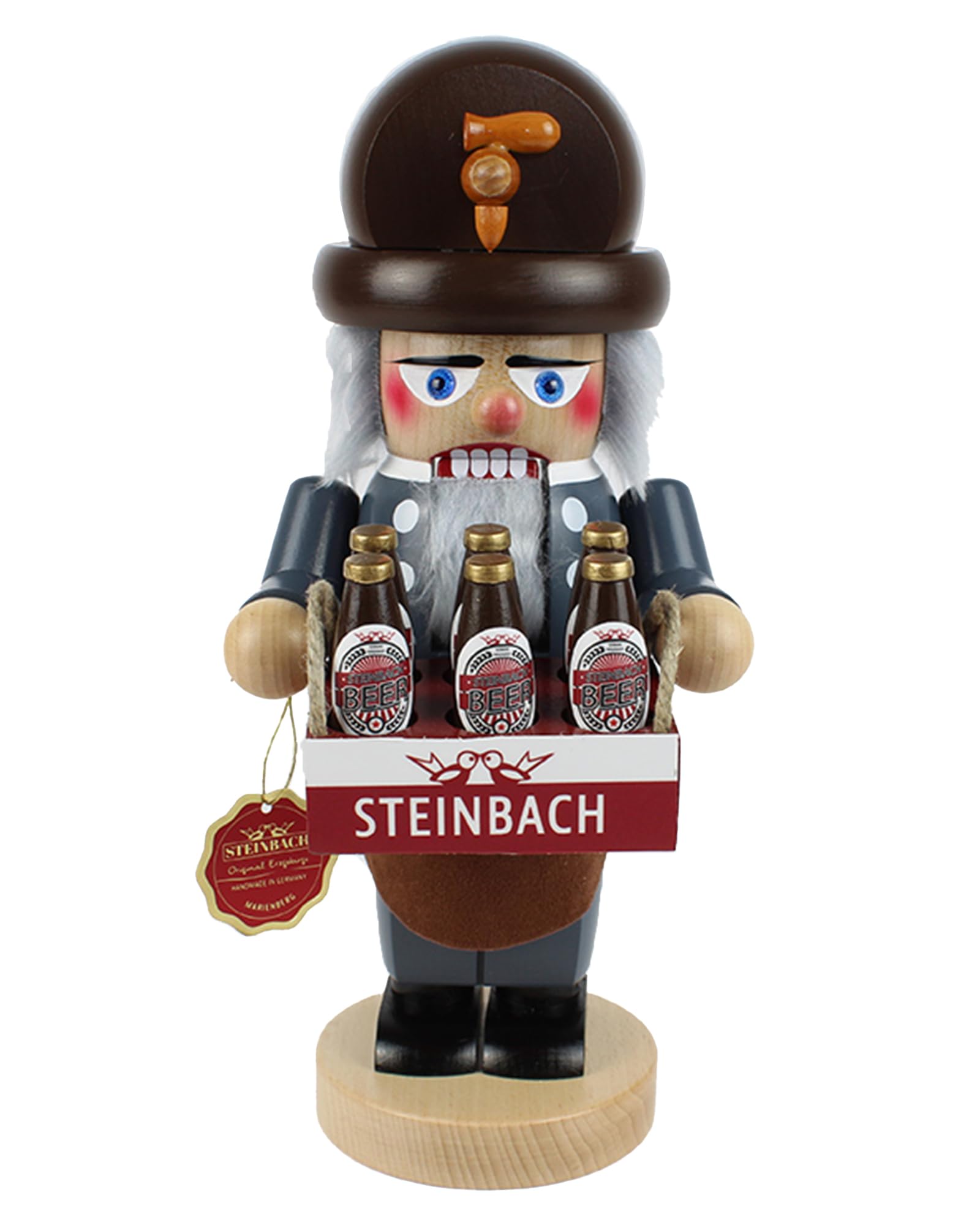 Premium Steinbach Nutcracker Beer Brewer - Handcrafted German Christmas Decor for Indoor Home & Holiday Display - 11.81