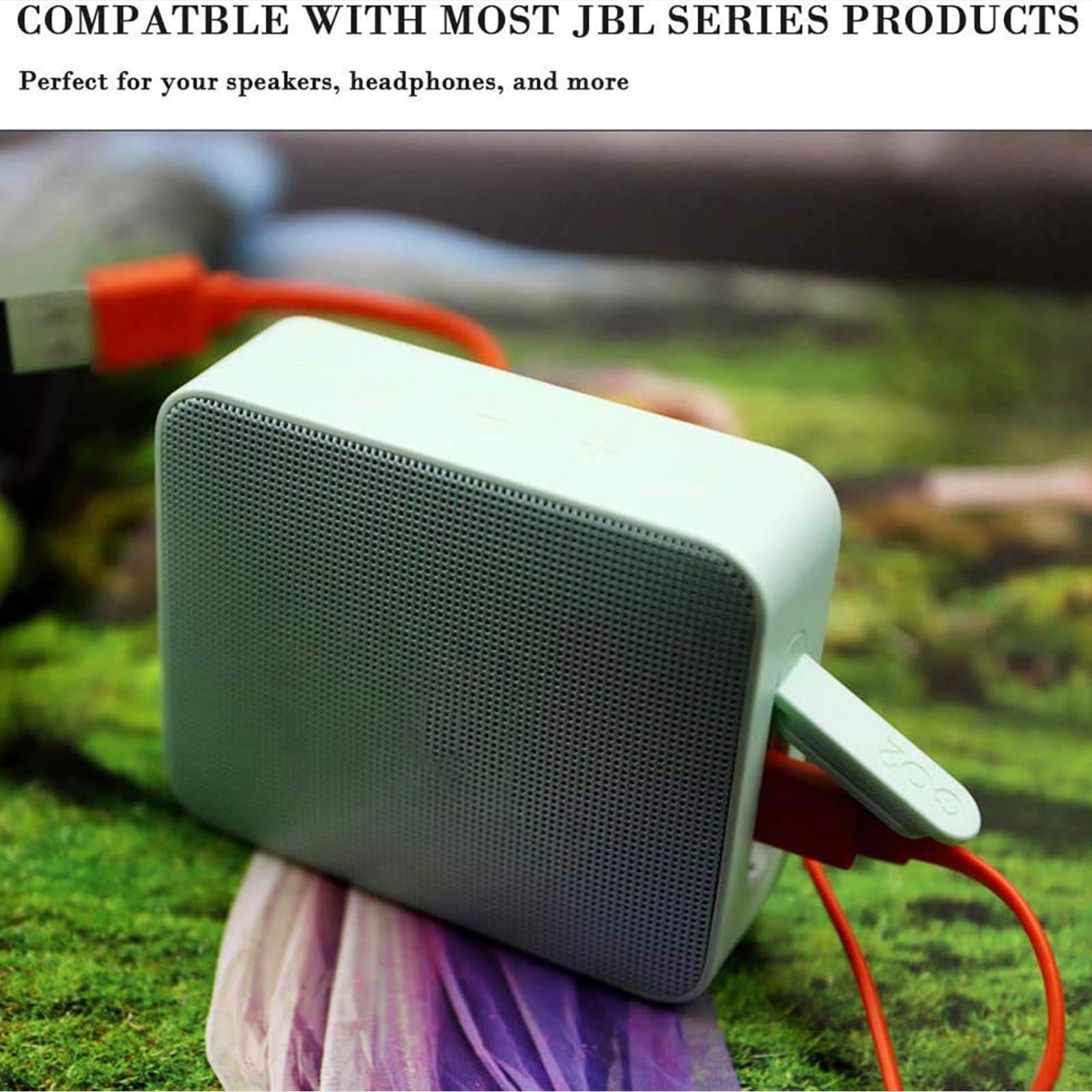 JBL Charge 3/2, Flip 4, Pulse 2/3 Wireless Speaker Fast Charging Cable - 0.65FT USB Power Cord (Orange) for Home, Travel & Outdoor Adventures