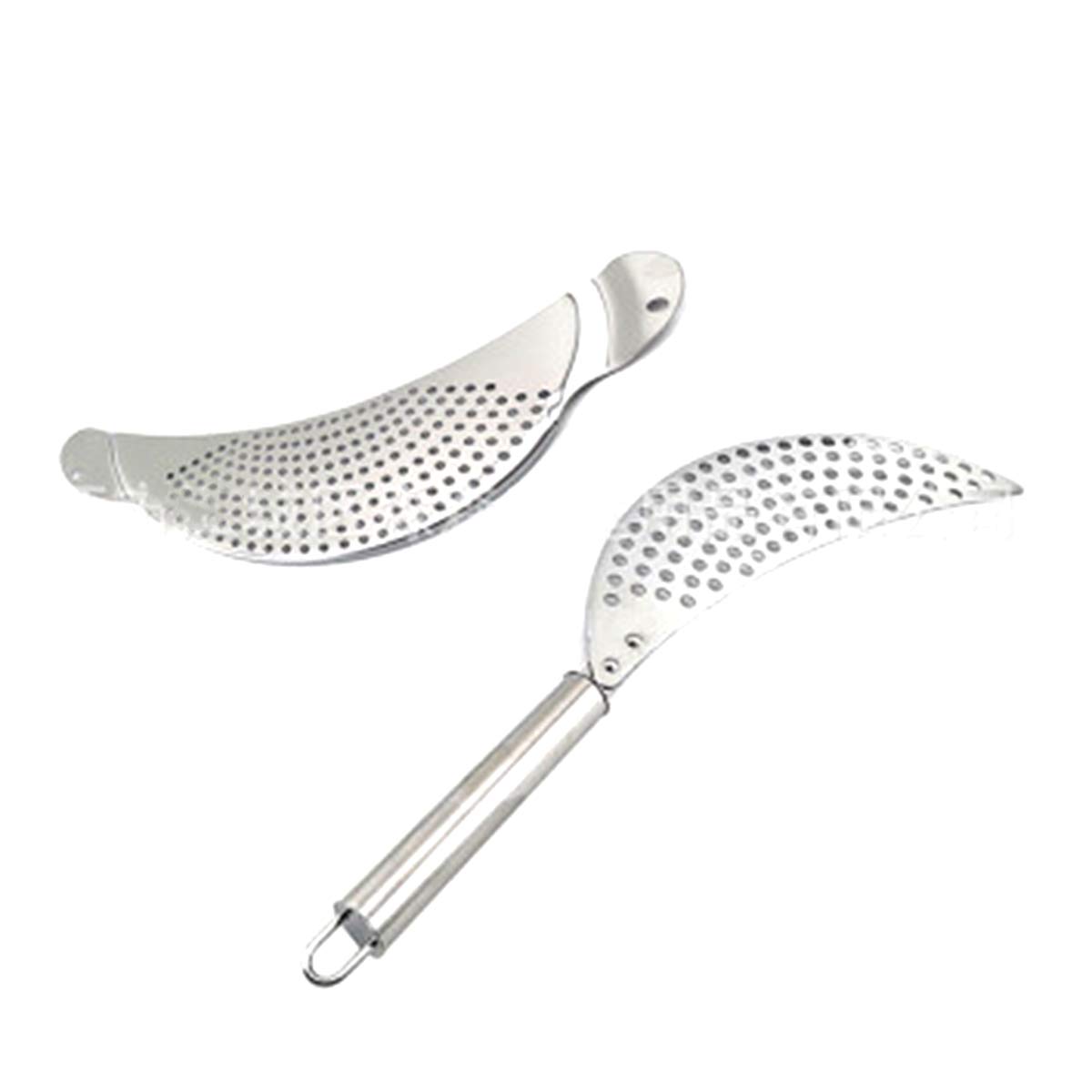 iFCOW 2-Piece Stainless Steel Pot Strainer Set - Crescent Pasta Strainer with Hand Grips & Pan Strainer with Handle for Cooking, Draining Pasta, Vegetables & Soup - Dishwasher Safe Kitchen Utensils