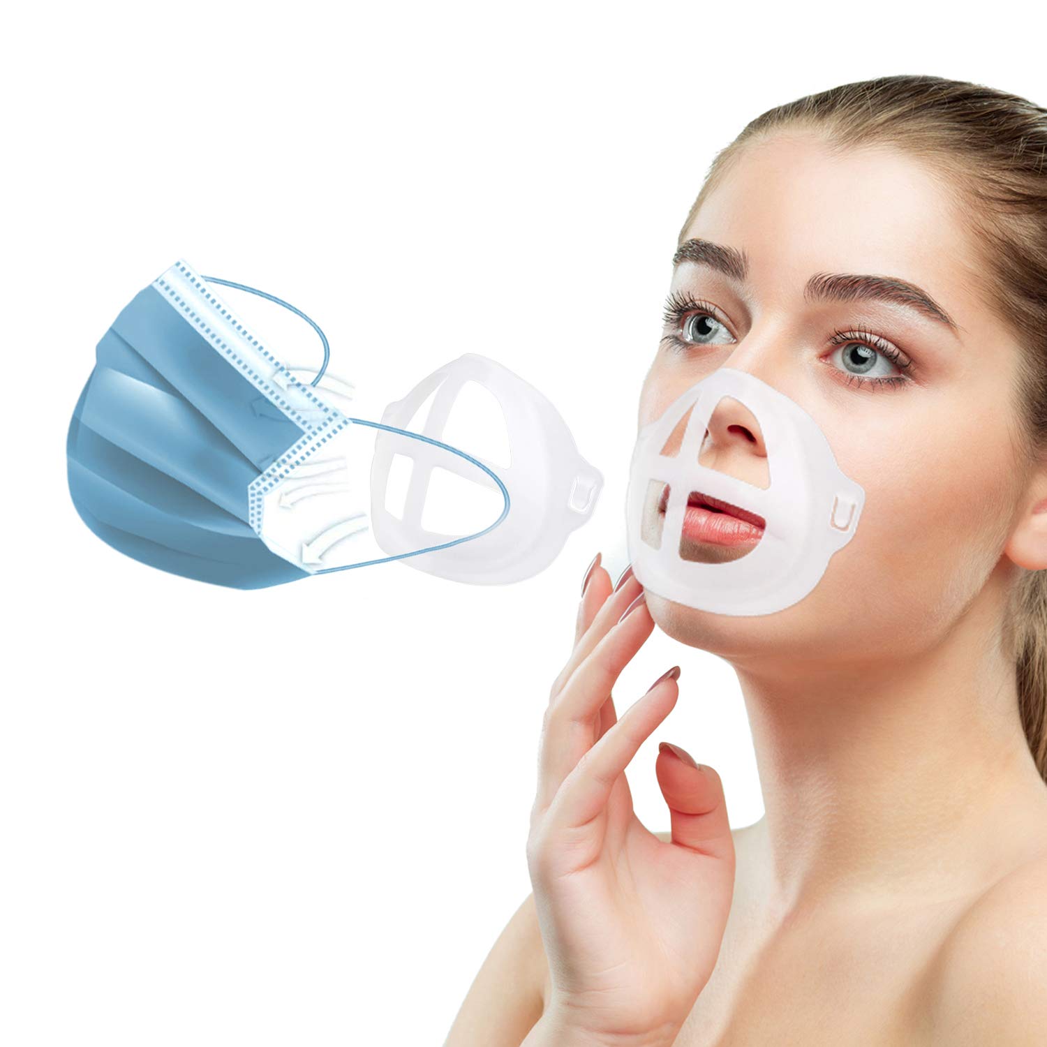 Labato 3D Mask Bracket - Internal Support Frame for Face Masks | Enhances Breathing Space & Prevents Lipstick Stains | Reusable Nose Mouth Mask Holder (1-Pack, Translucent) | Perfect for Daily Commute, Travel & Work
