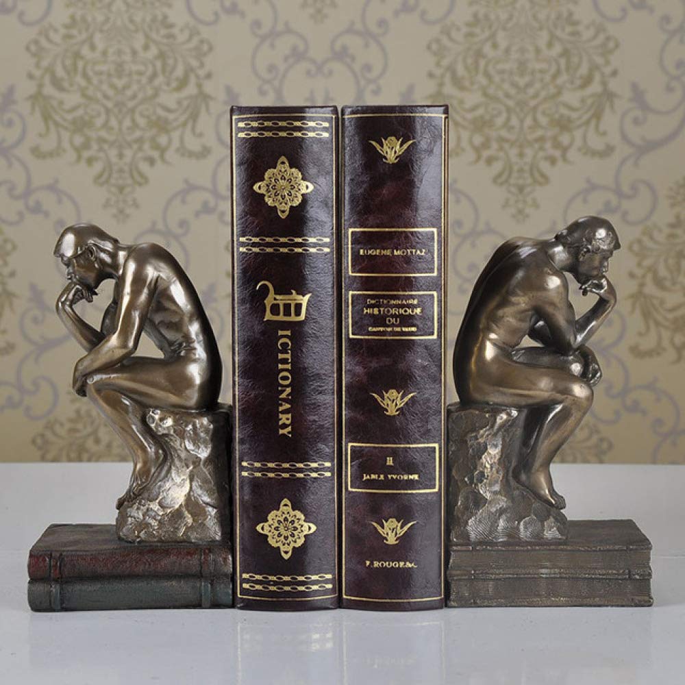 Premium Thinker Bookends - European Resin Crafts for Home & Office Decor - Luxury Book Holders - High-End Creative Gift Ideas for Book Lovers & Collectors - Perfect for Bookshelves, Desks & Study Rooms