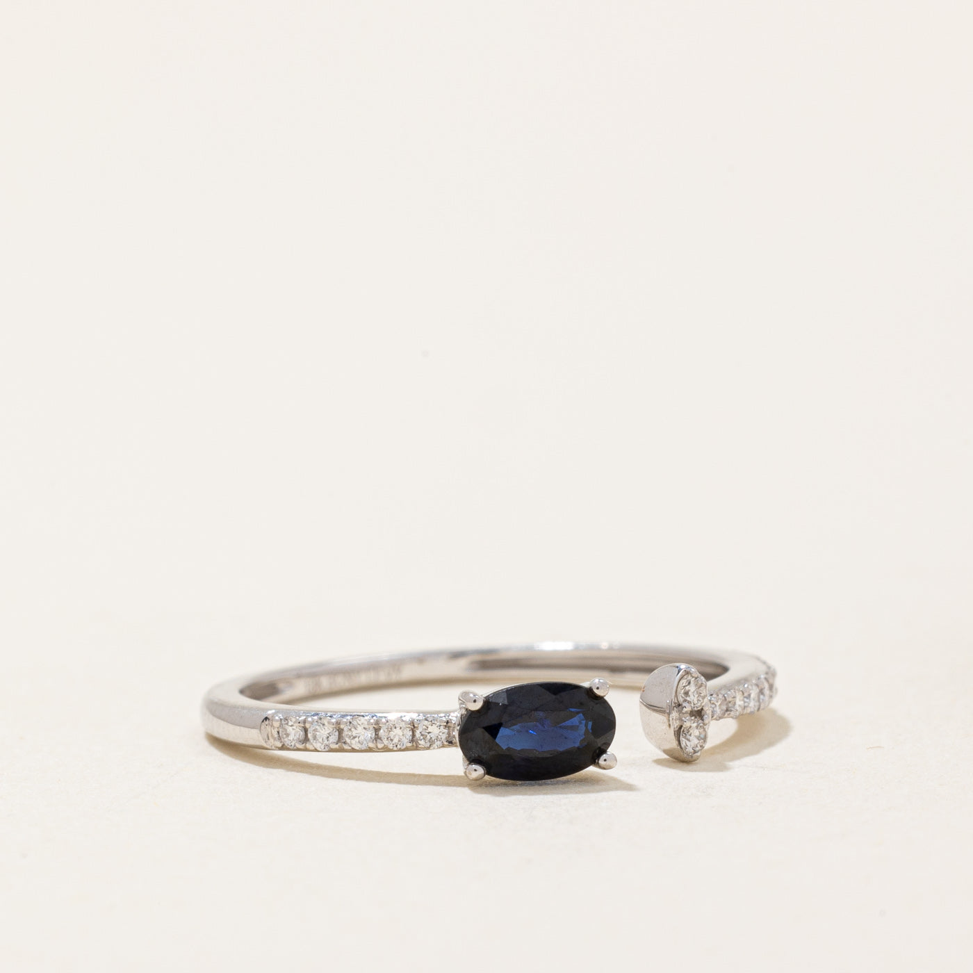 Sapphire and Diamond Open Ring - 0.36ct Sapphire with 0.07ctw Diamonds - Size 5.5 - Elegant Wedding Band, Anniversary Gift, or Everyday Jewelry for Women