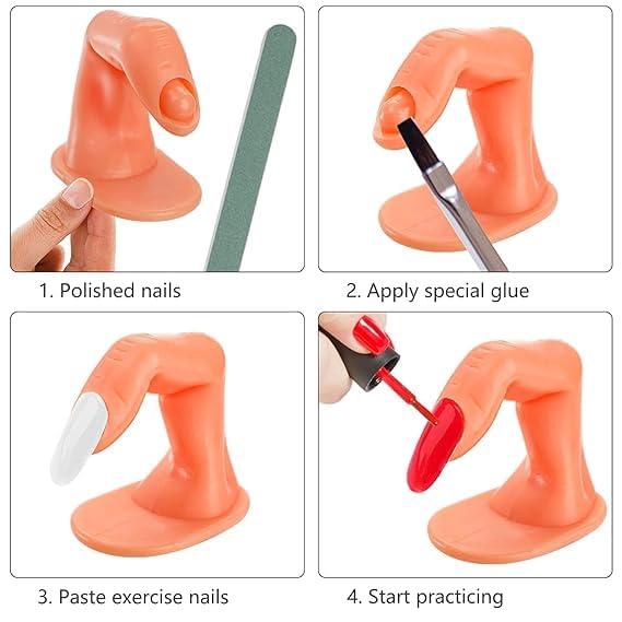 Sminakh Nail Art Practice Finger - Silicone Fake Finger for Nail Training, Manicure & Acrylic Nail Extension Practice - Perfect for Beginners & Professionals at Home or Salon (PF2)