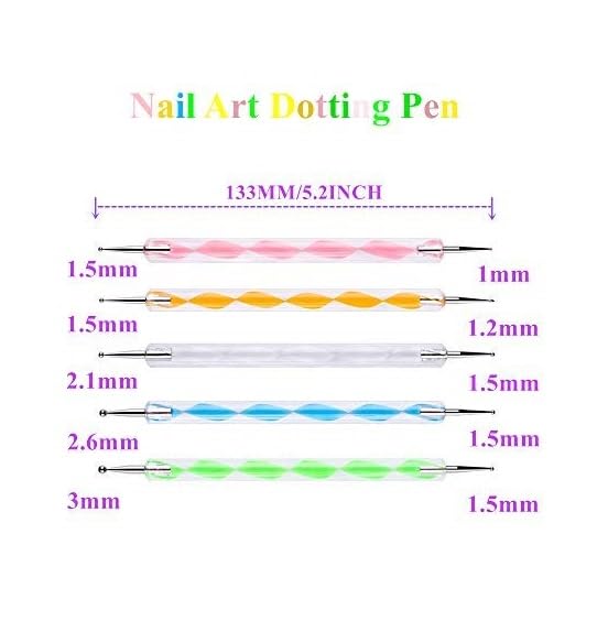15 Pcs Professional Nail Art Brush Set - Dotting Tools, UV Polish Brushes for Acrylic Nail Design, Painting & Drawing | Perfect for Salon, Home Manicure & DIY Nail Art