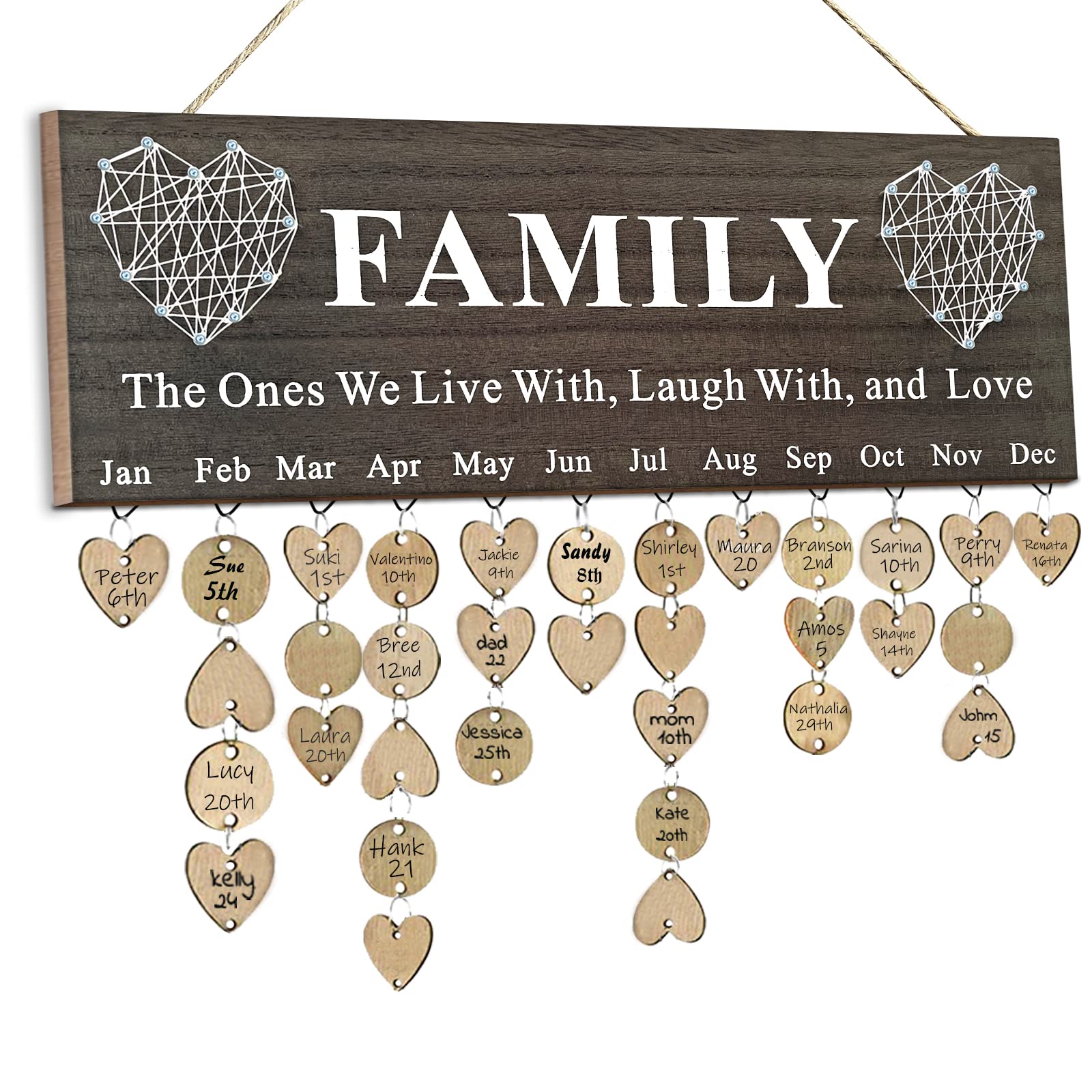 Wooden Family Birthday Plaque Calendar Reminder Board - Personalized Birthday Gifts for Mom, Grandma, Grandmother in Law & Granny - Mother's Day & Birthday Present with FAMILY Sayings Pattern - Perfect for Home, Office, or Kitchen Wall Decor