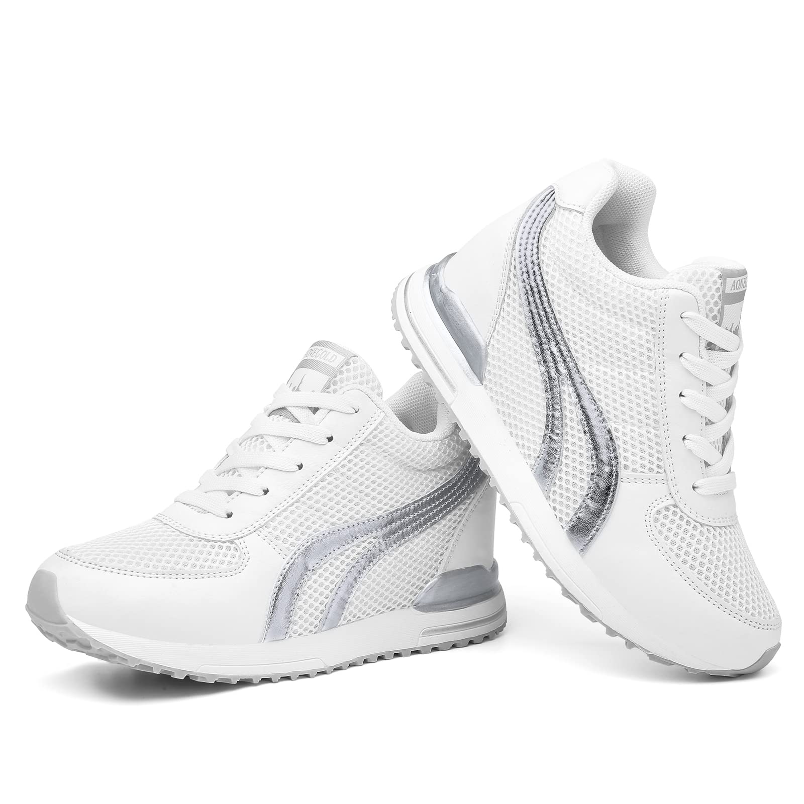 AONEGOLD Women's Platform Sneakers - High Top Wedge Lace Up Shoes for Women & Girls | Fashionable & Comfortable for Casual Wear, Work & Daily Activities