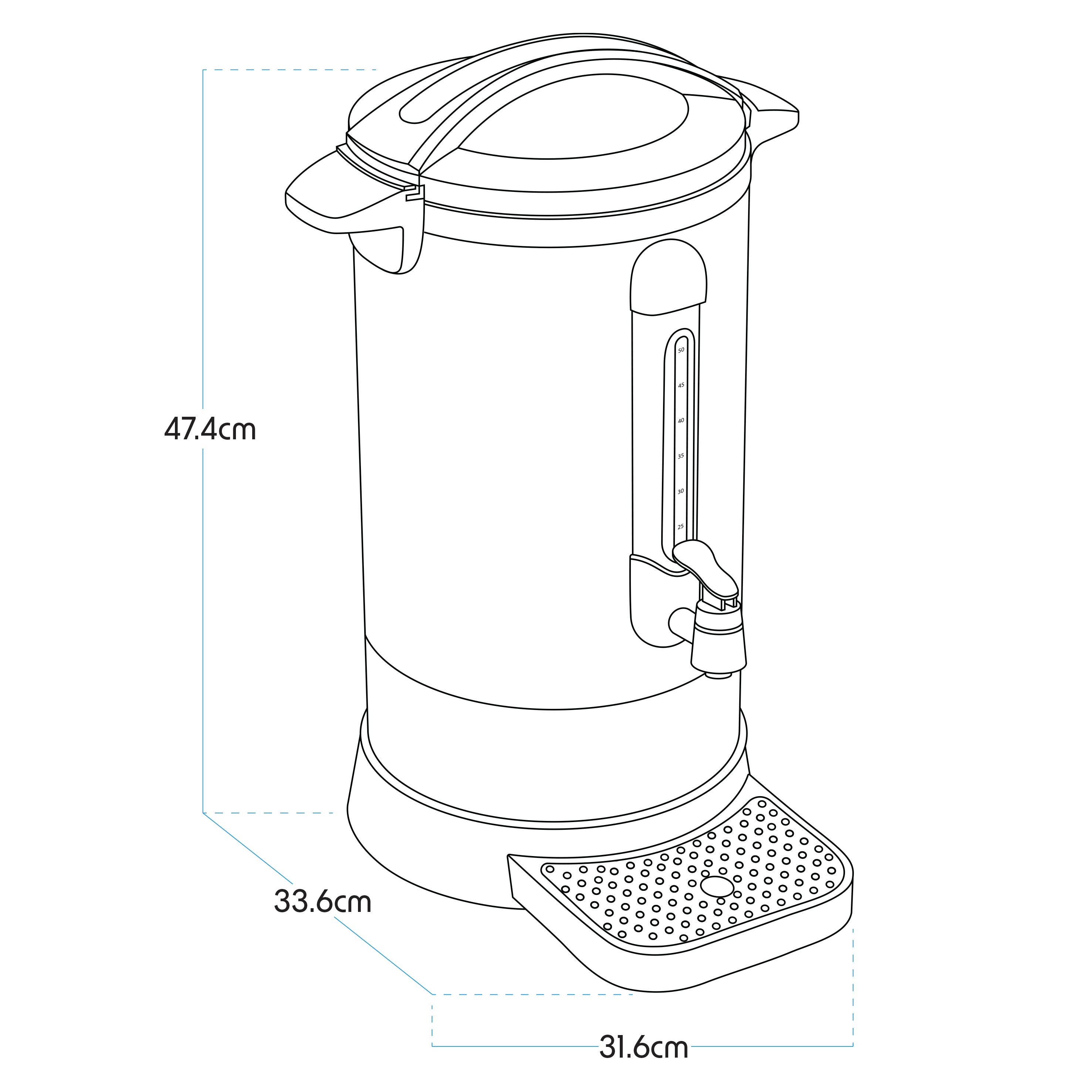 Baridi 10L Stainless Steel Hot Water Boiler & Tea Urn with Drip Tray - Keep Warm Function for Coffee, Tea & Catering - Perfect for Restaurants, Cafes & Events