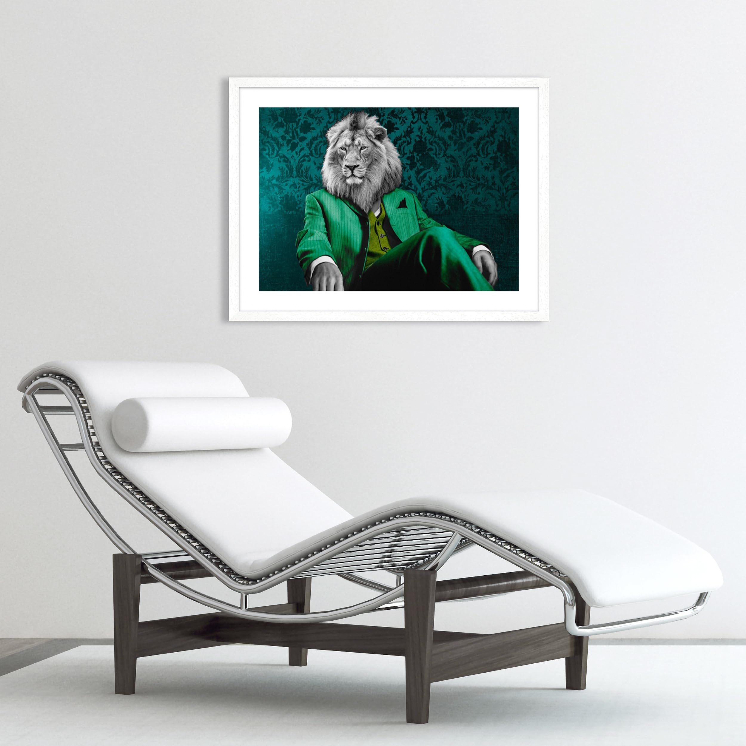 ART PRINT CAFE' – Pop Art Canvas, VizLab Collection, Pensive Leader (Pop Version) – Framed Wall Art with White Border – Perfect for Living Room, Bedroom & Office Decor