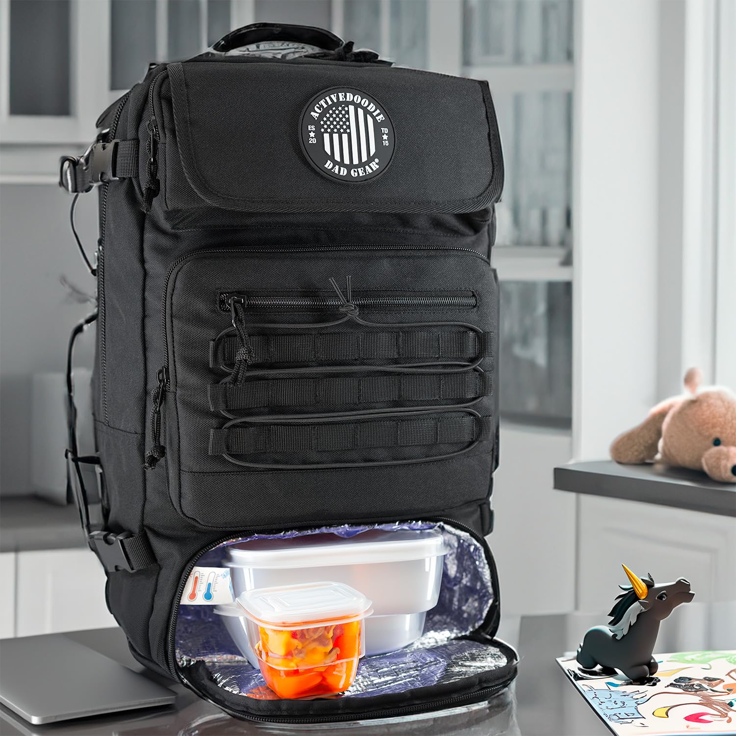 Durable Men's Diaper Backpack with Built-In Cooler, Removable Wet Bag & Waterproof Changing Pad - Convertible from Backpack to Duffle Bag (Black) | Perfect for Dads On-The-Go, Baby Travel & Outdoor Adventures