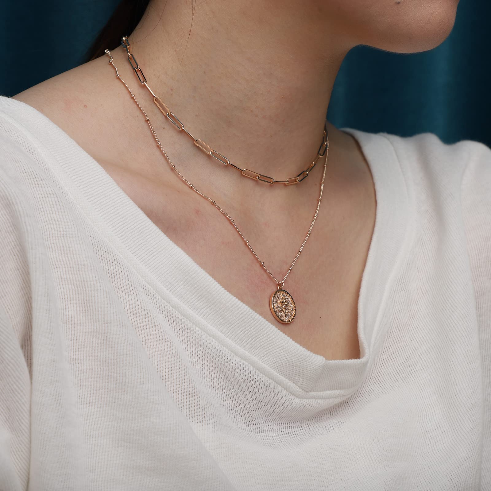 18K Gold Plated Custom Birth Flower Necklace for Women - Personalized Double Layered Engraved Floral Pendant with Dainty Birth Month Flower Disc - Perfect for Mother's Day, Anniversary Gifts & Everyday Elegant Jewelry