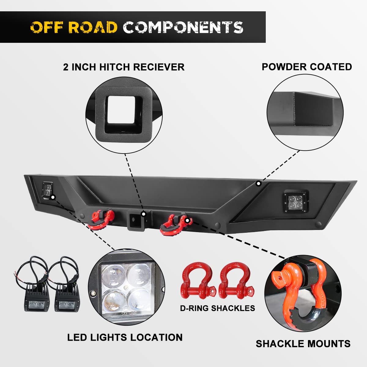 2018-2025 Jeep Wrangler JLU & Unlimited JL Rear Bumper with 2