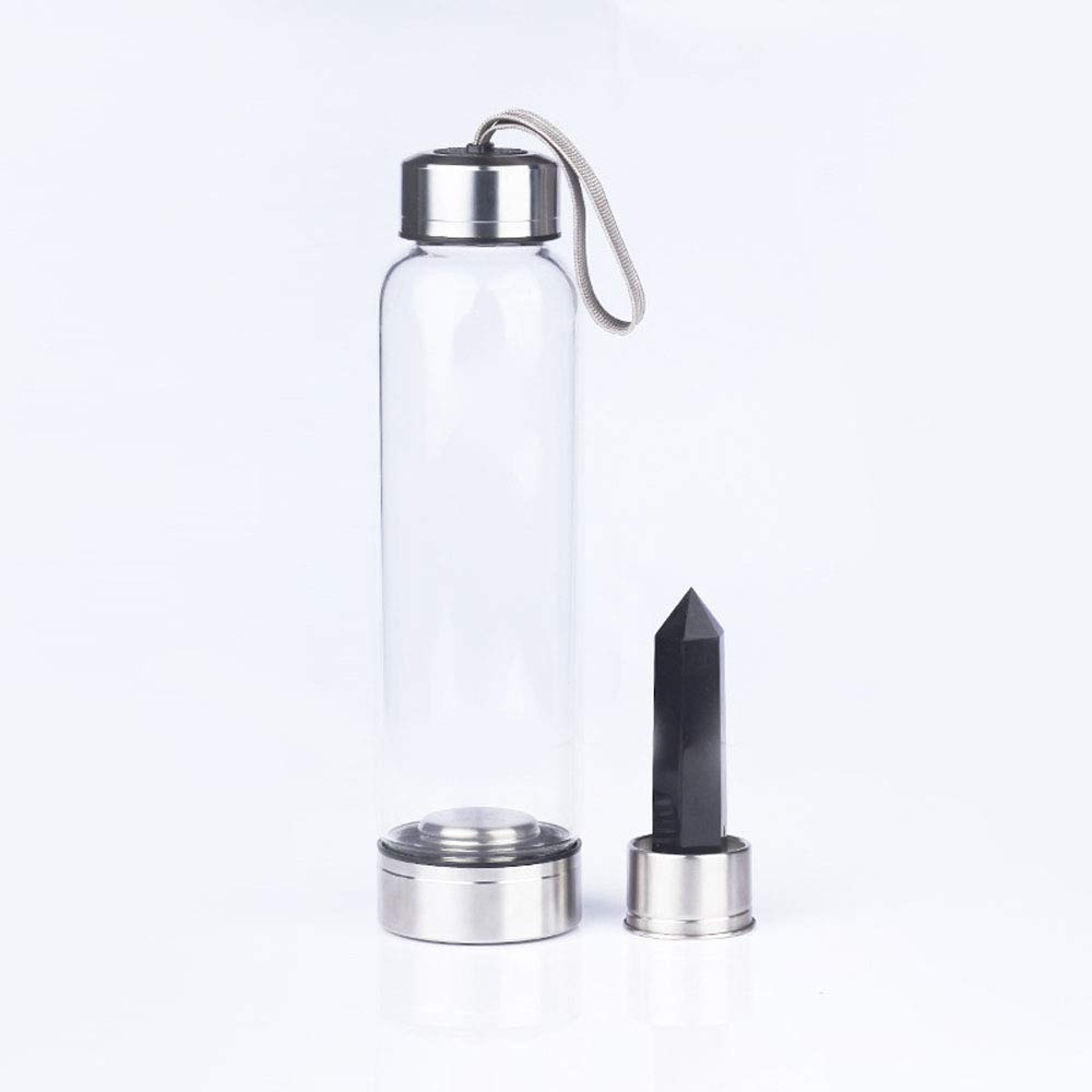Black Obsidian Reusable Water Bottle - Portable Crystal Energy Cup for Reiki Healing & Wellness