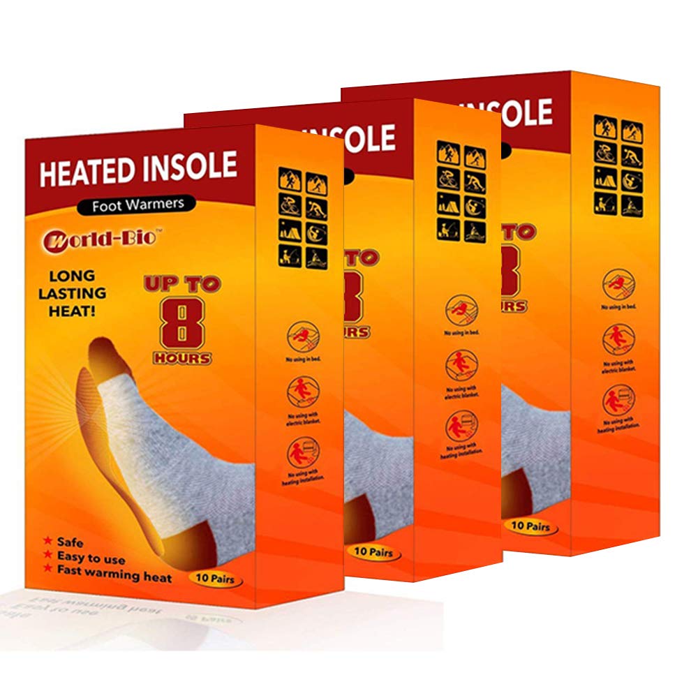 WORLD-BIO Disposable Air Activated Foot Warmers - 7/10/16/20/40 Pairs Value Pack | 12+ Hours of Safe, Natural Heat | Odorless & Long-Lasting | Perfect for Cold Weather, Outdoor Activities, Hiking, Skiing & Winter Sports