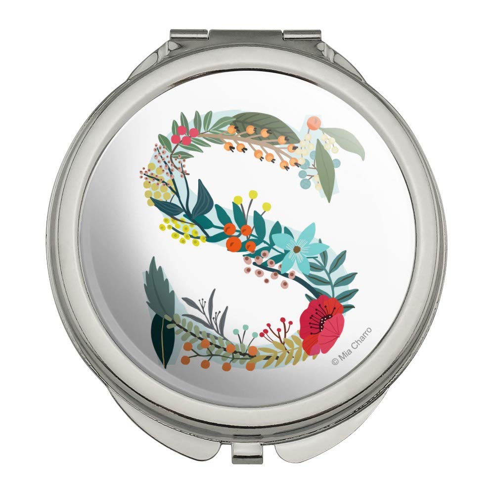 Floral Monogram Letter S Compact Travel Purse - Elegant Handbag with Mirror for Makeup & Essentials | Perfect for Travel, Parties & Daily Use