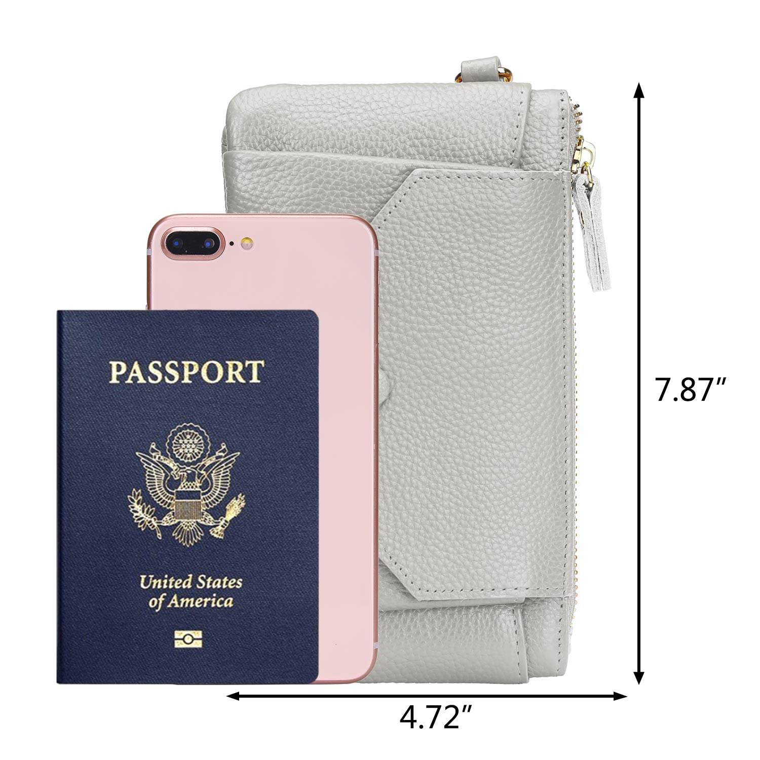 YALUXE Women's Genuine Leather Wristlet Handbag - Envelope Style Phone Purse with Card Slots & RFID Protection - Slim Clutch Wallet for Everyday Use, Travel, and Night Out
