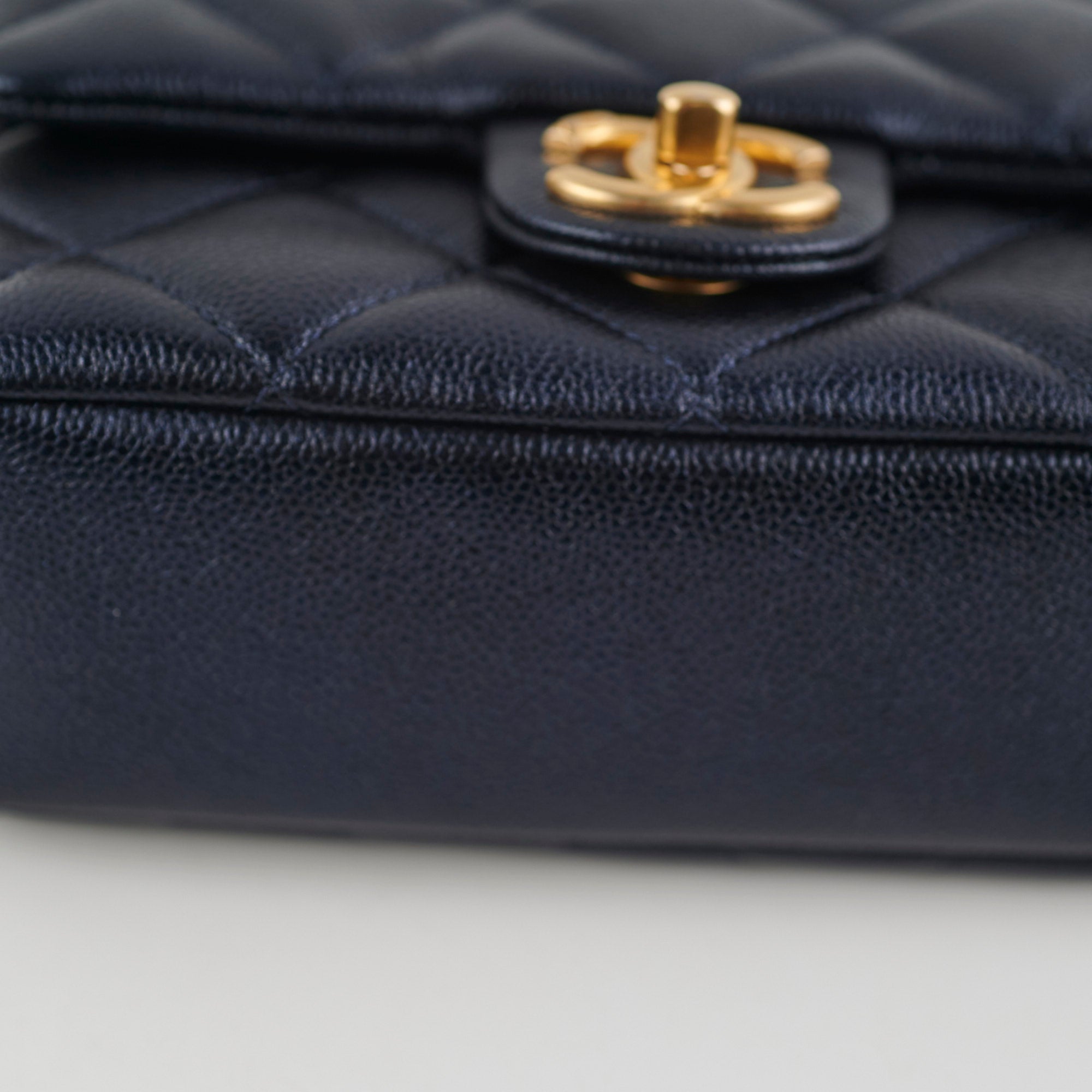 Chanel Perfect Mini Classic Flap Bag Iridescent Navy Blue Leather Crossbody Purse for Women | Luxury Evening Party & Date Night Accessory