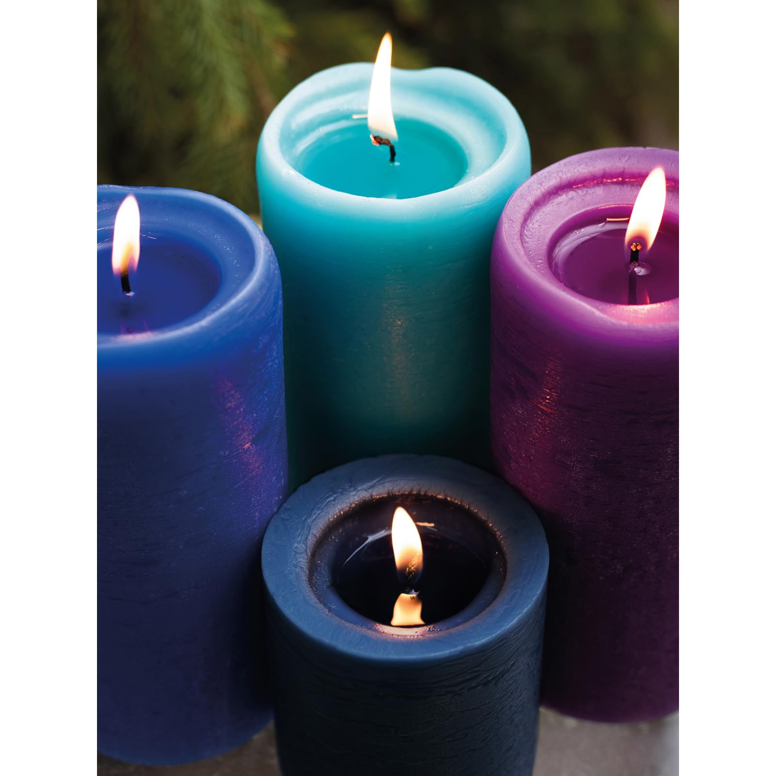 Large Pillar Candles 3x6 Inch - Set of 3 Unscented Dark Blue Candles for Weddings & Home Decor