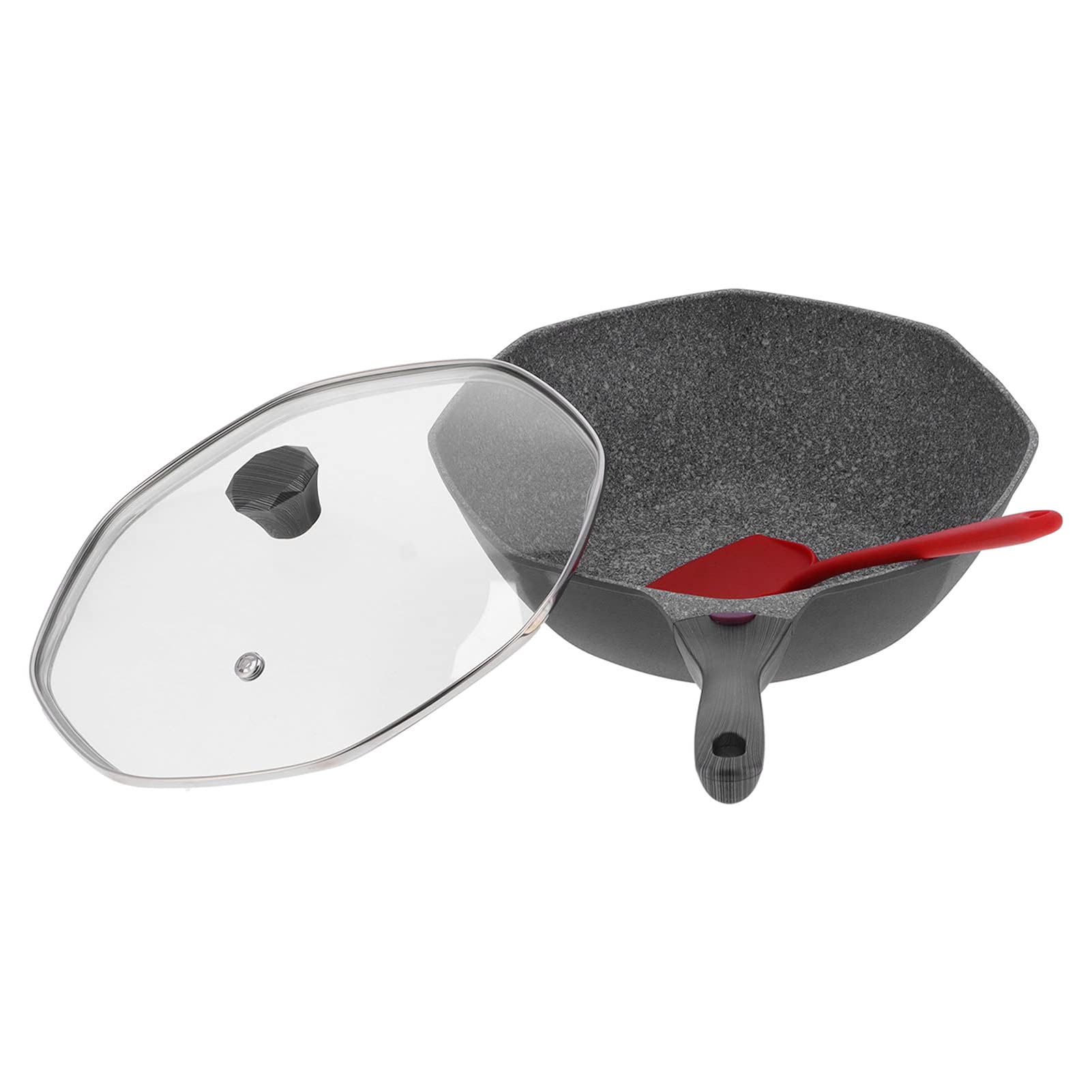 **Nonstick Octagonal Pan - Induction Compatible Stir Fry Wok & Skillet for High Heat Cooking - Perfect for Asian Cuisine, Sautéing & Home Chefs (Large Size)**