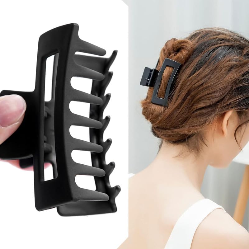 **Minta Hair Claw Clips for Women - 3.46’’ Matte Non-Slip Hair Jaw Clips, Jumbo Square Strong Hold Clips for Thick Hair (4 Pcs) - Perfect for Updos, Ponytails & Everyday Styling**