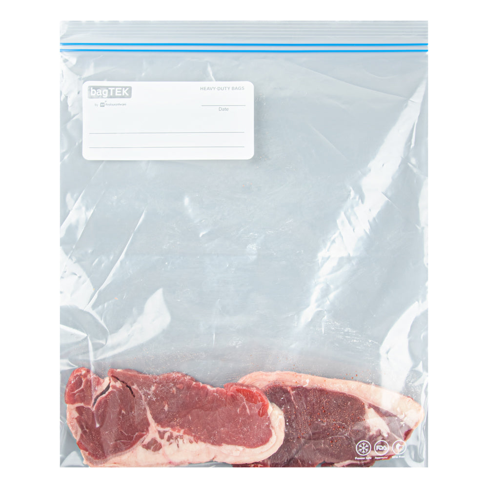 Bag Tek 2 Gallon Clear Plastic Freezer Bags with Double Zipper - BPA Free, Write-On Labels (15x13 Inches) - 25 Count Box - Perfect for Food Storage, Meal Prep & Freezing