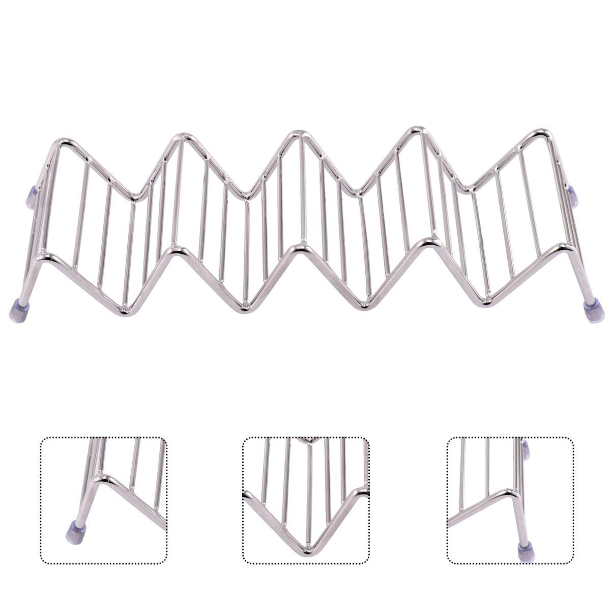 Cabilock Roll Taco Holder Stand - 3-Pack Stainless Steel Taco Rack for Mexican Pancakes, Tortillas & Wraps - Perfect for Parties, BBQs & Taco Tuesday Dinner