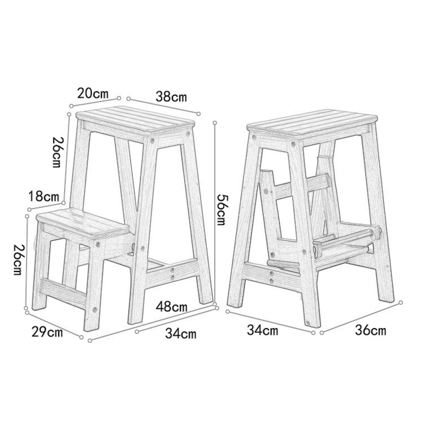 Foldable Wooden Step Stool Ladder - Solid Wood Seat, Lightweight & Portable, Max Load 150kg - Perfect for Home, Kitchen, Bathroom, and Shoe Storage