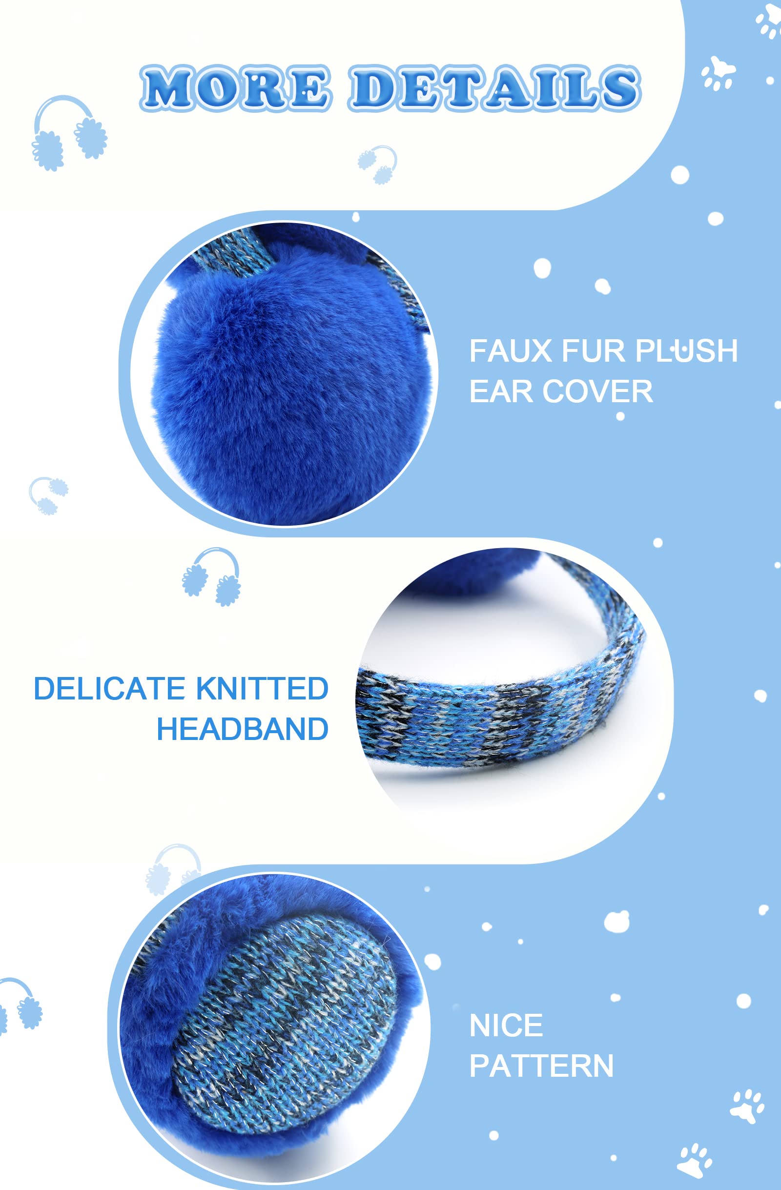 RAOEXI Winter Ear Muffs for Kids - Warm Furry Knit Earmuffs for Girls & Boys, Soft Plush Toddler Ear Warmers, Cold Weather Outdoor Ear Protection - Perfect for Snow Play, Winter Sports, and School Commutes