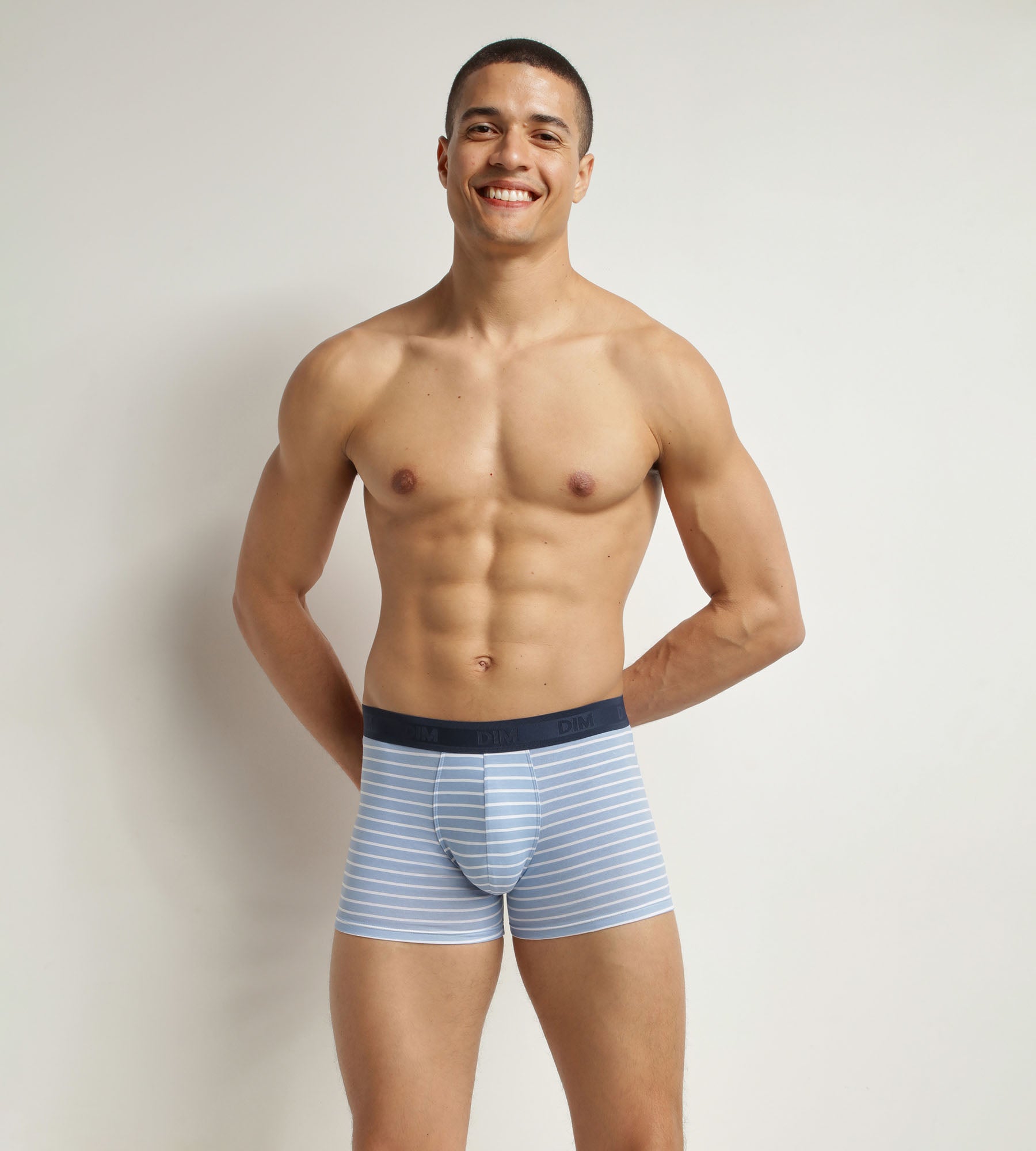 Men's Stretch Cotton Striped Blue Boxer Briefs - Comfortable Underwear for Everyday Wear & Active Lifestyles