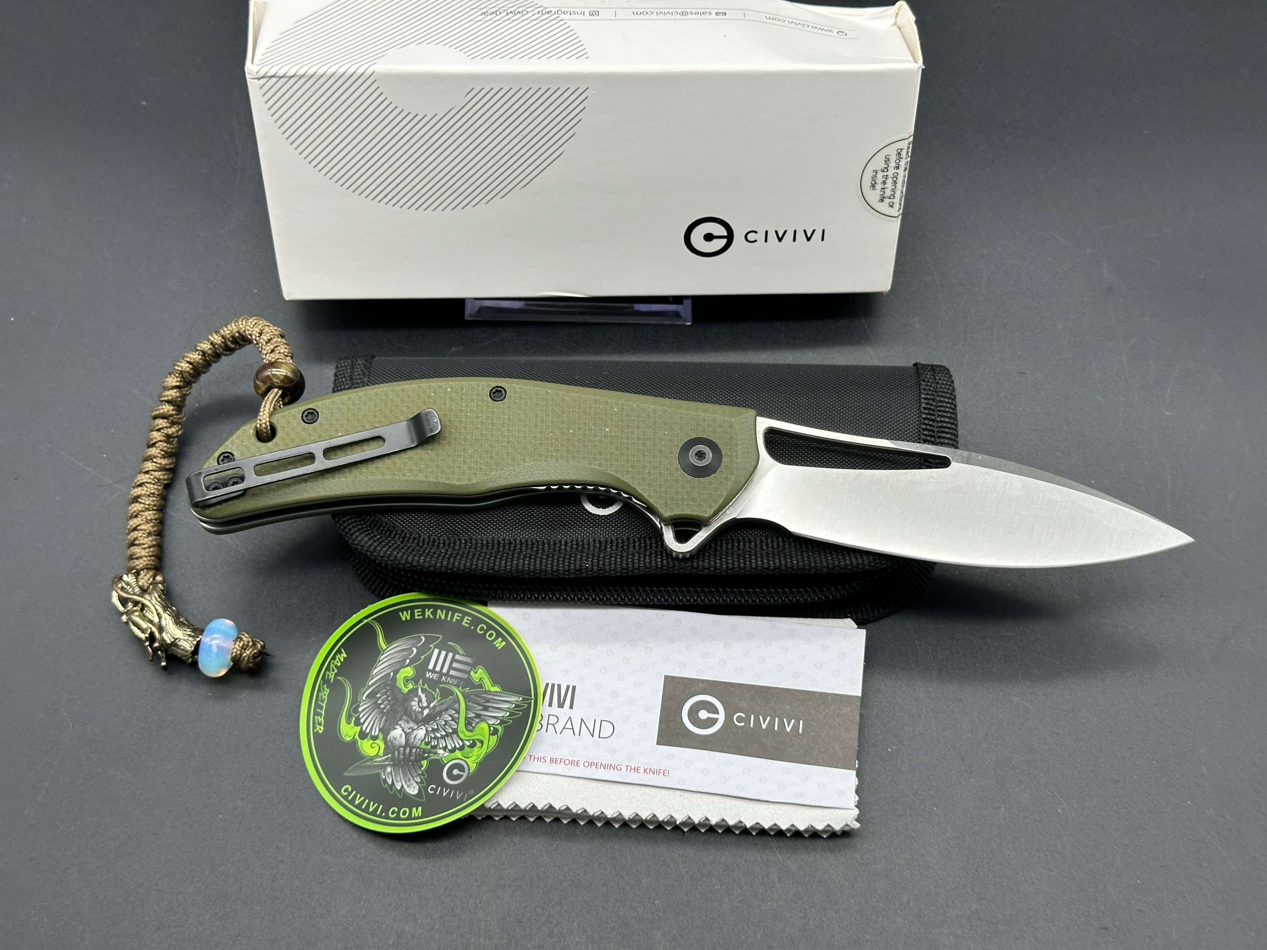 Civivi Vexer Folding Knife - OD Green D2 Steel Blade with Lanyard - EDC Pocket Knife for Camping, Hiking & Outdoor Adventures