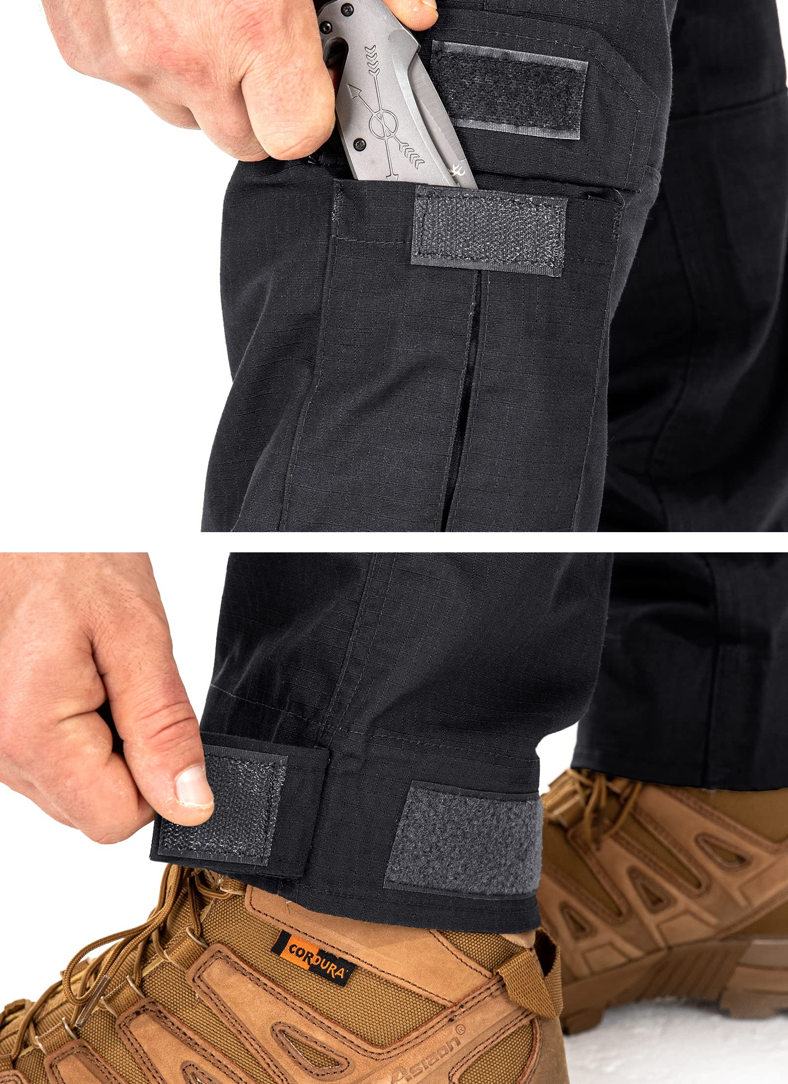 Men's Tactical Cargo Pants - Camouflage Ripstop Hiking & Work Pants with 10 Pockets (No Belt Needed) - Perfect for Outdoor Adventures, Military Training & Casual Wear