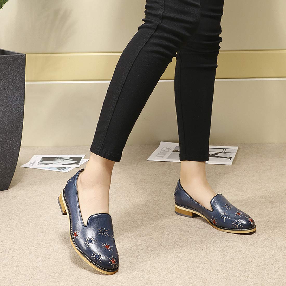 Women's Leather Penny Loafers Slip-On Flats - Comfortable Office & Casual Shoes for Ladies | Perfect for Work, Travel & Everyday Wear