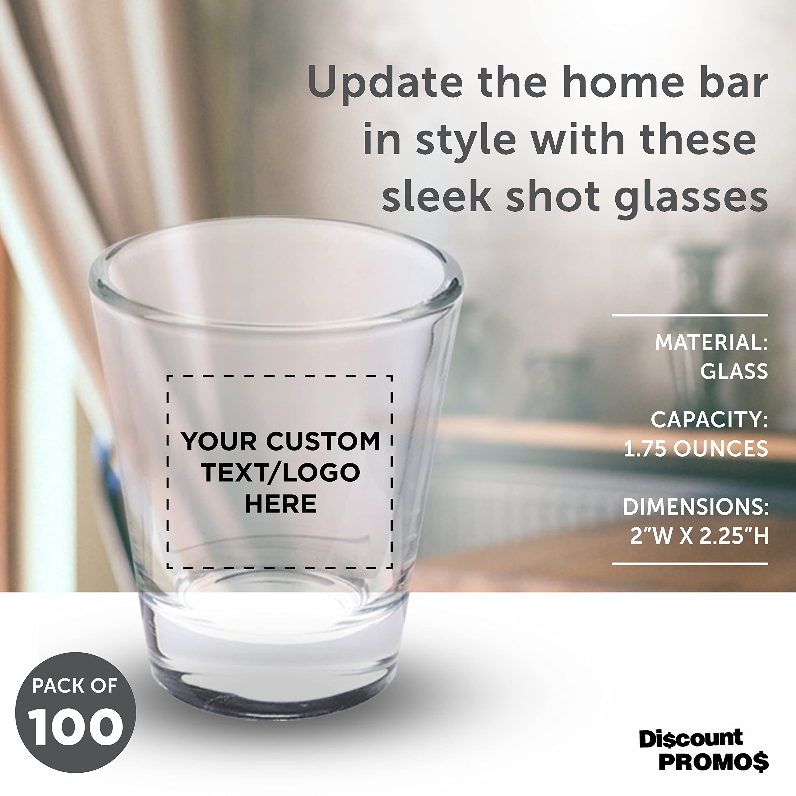 Custom Shot Glasses 1.75oz (100-Pack) - Personalized Bulk for Weddings & Parties