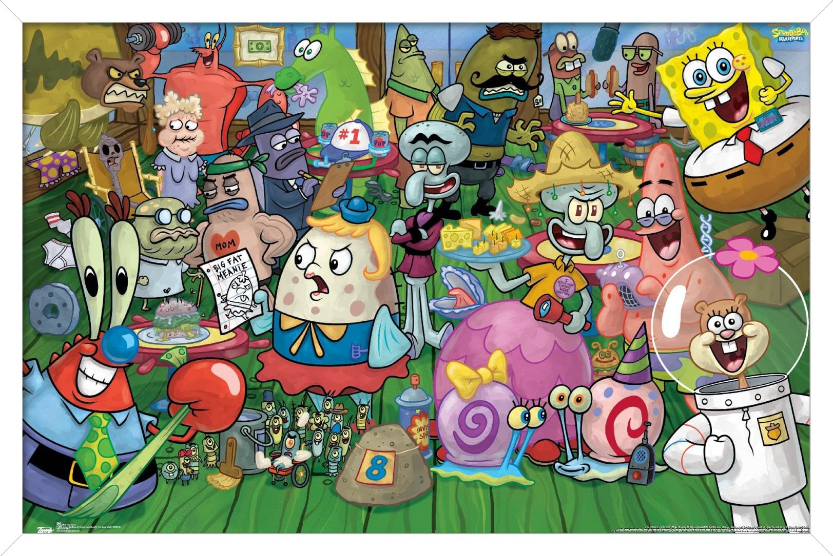 Trends International Nickelodeon SpongeBob SquarePants Wall Poster - 14.725 x 22.375 Inches, White Framed Art Print - Perfect for Kids' Room Decor, Classroom, or Cartoon Lover's Collection