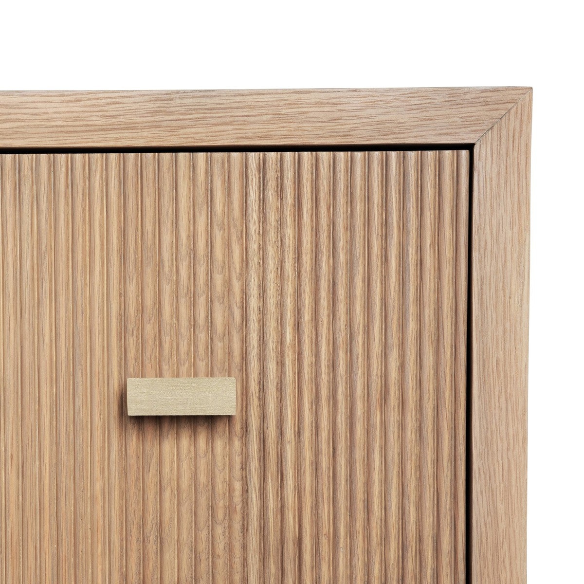 Andre Two Drawer Side Table with Fluted Detail in Natural Oak - Modern Nightstand for Bedroom or Living Room End Table