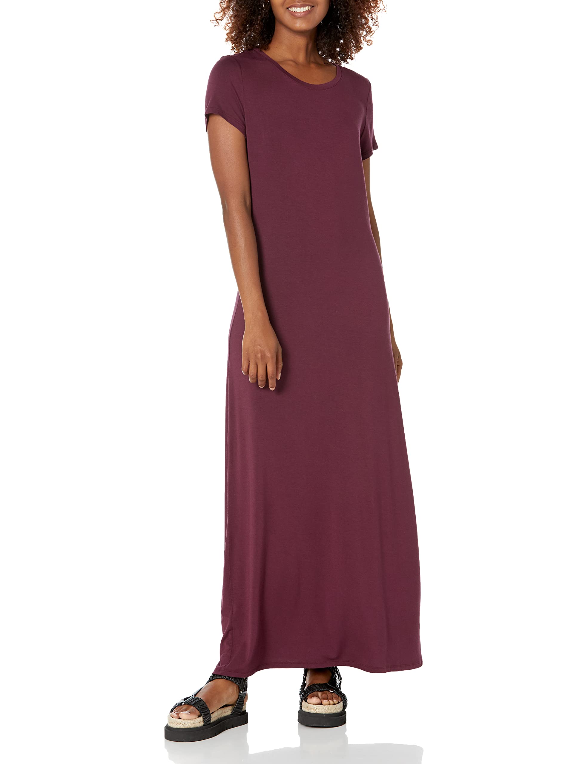 Amazon Essentials Women's Short-Sleeve Maxi Dress - Flowy Casual Summer Dress with Pockets, Plus Size Options | Perfect for Beach, Vacation & Everyday Wear