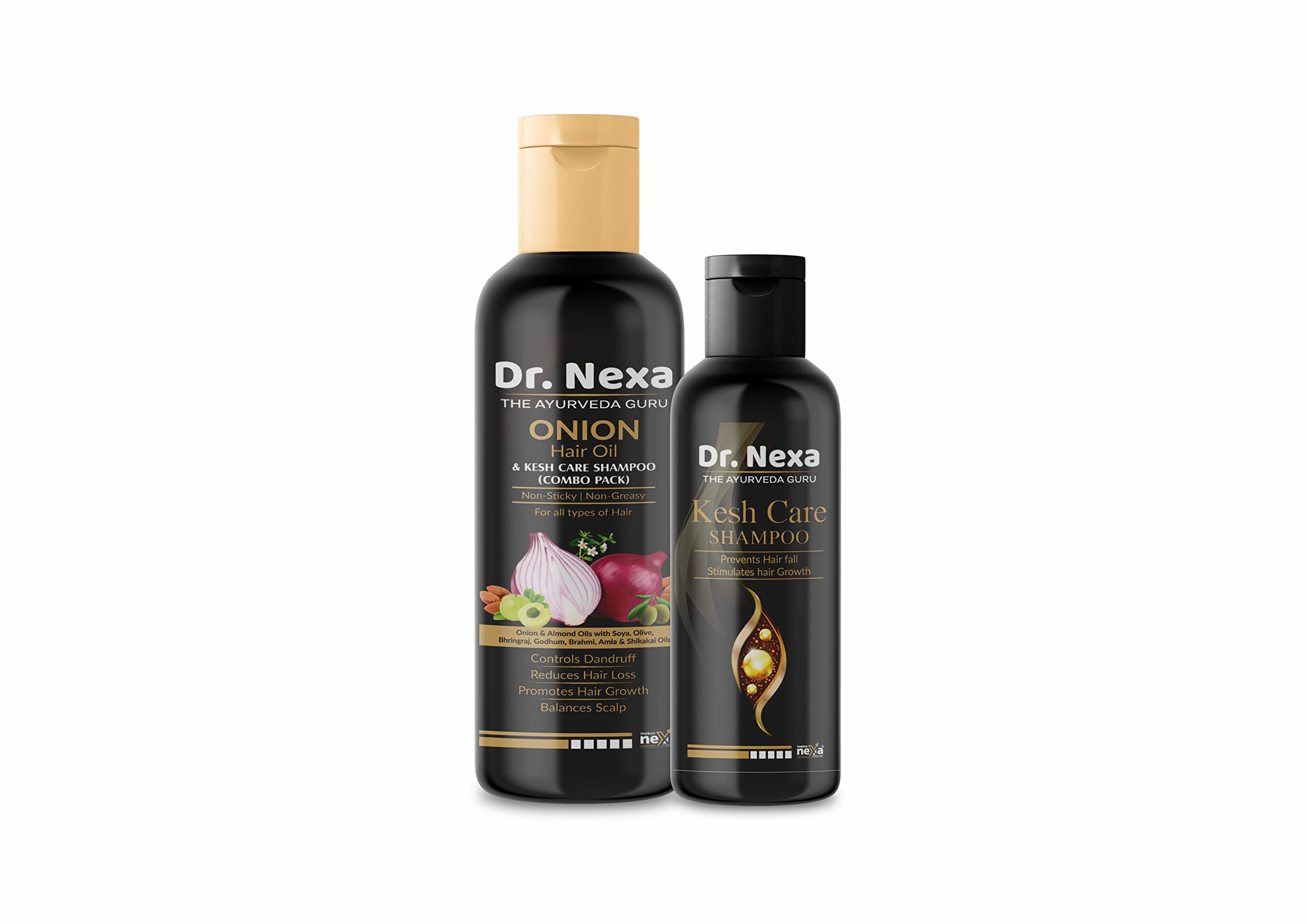 Dr. Nexa Onion Hair Growth Oil & Kesh Care Shampoo Combo - Ultimate Hair Care Kit (100ml Shampoo + 200ml Hair Oil) for Thicker, Stronger Hair - Perfect for Daily Hair Care & Scalp Treatment