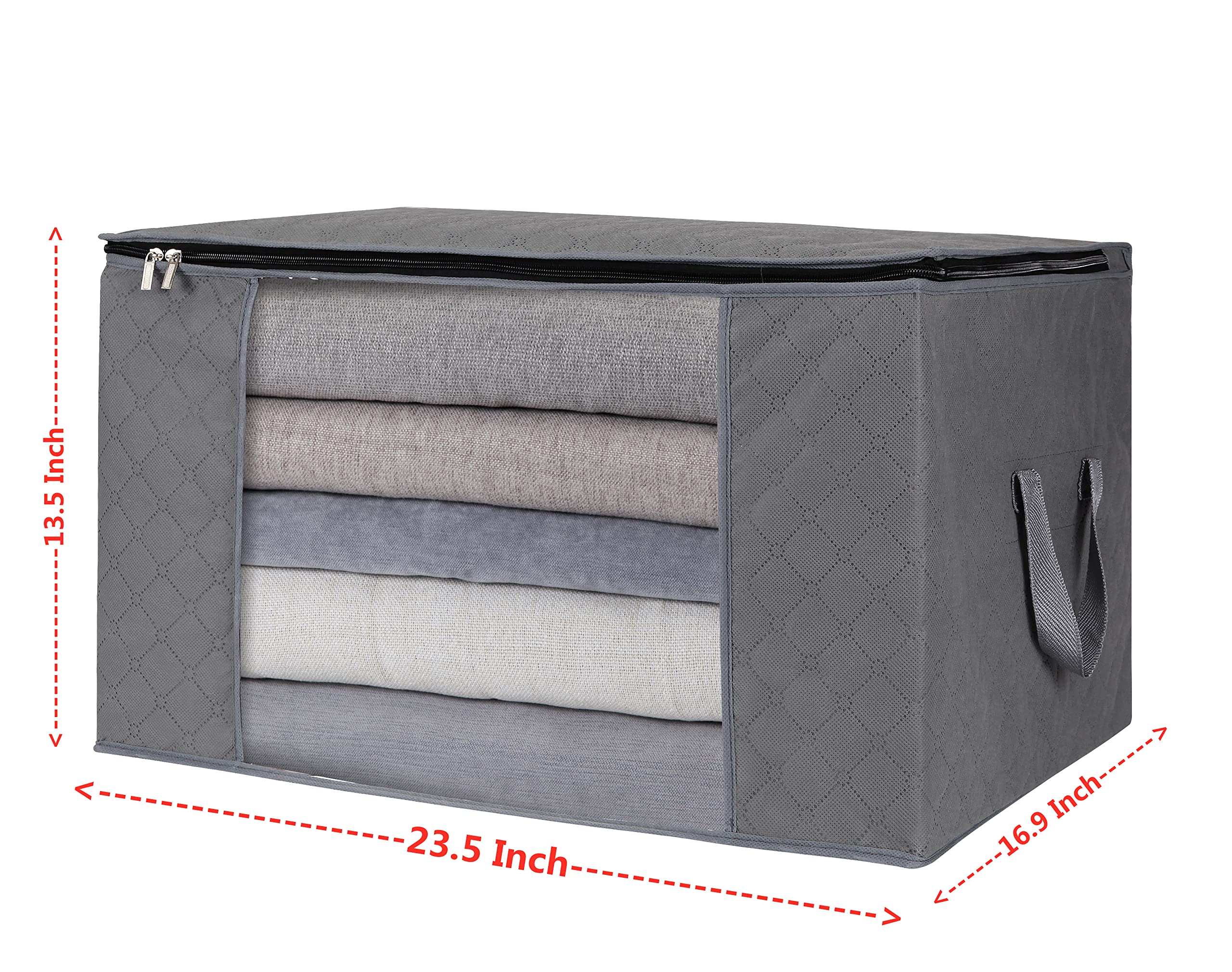 MANZOO Large Closet Organizers & Storage Bins - 6PC Pack (90L, Grey) - Heavy-Duty Clothes Storage Containers with Reinforced Handles for Comforters, Blankets & Bedding - Perfect for Closet Organization, Seasonal Storage & Space Saving