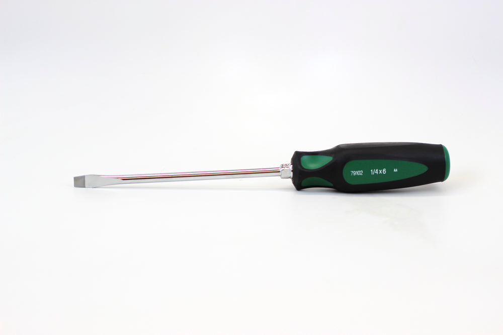 1/4 x 6 Inch Keystone CushionGrip Slotted Screwdriver - Ergonomic Grip for Comfortable Use in Home Improvement, Electronics Repair, and DIY Projects