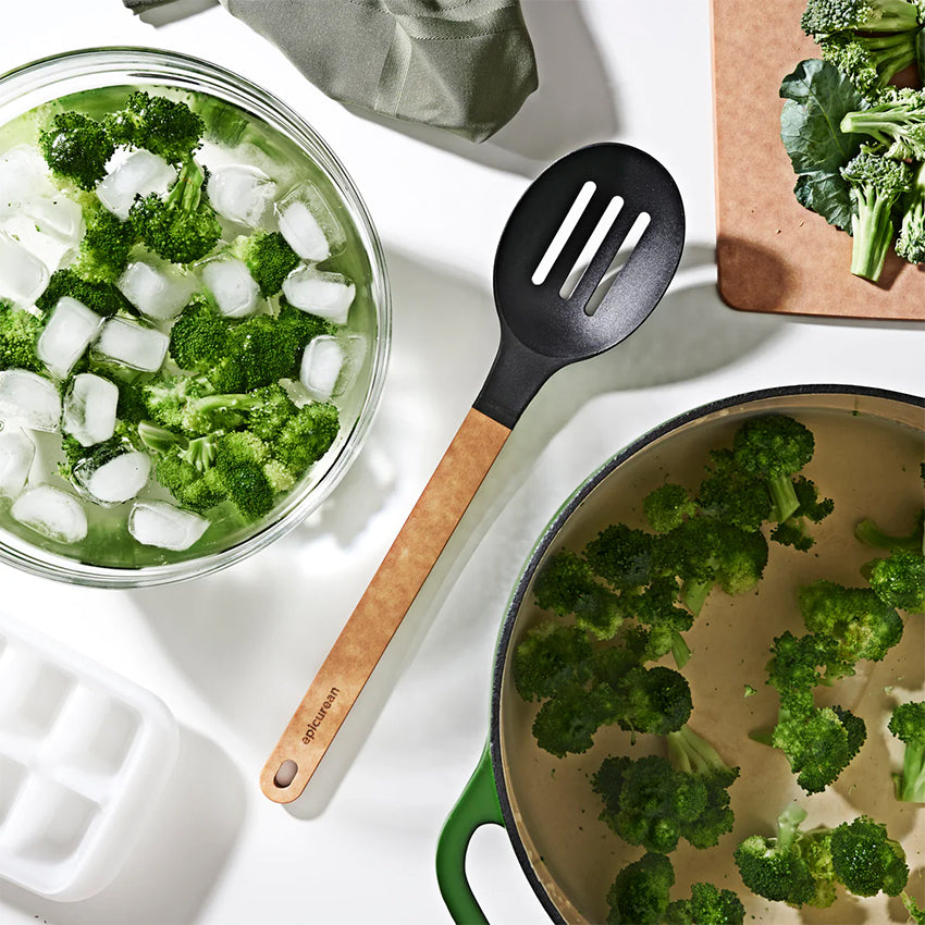 Epicurean Gourmet Series Nylon Slotted Spoon - Natural/Slate - Perfect for Cooking, Serving, and Mixing in the Kitchen