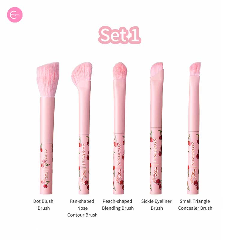 AMORTALS X Wiggle Portable Makeup Brush Set - 12 Piece Travel Cosmetic Brush Kit with Pouch for Foundation, Blending, Eyeshadow & Contouring | Perfect for On-The-Go Makeup, Travel & Professional Use