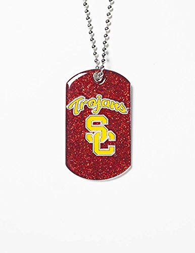 USC Trojans Glitter Dog Tag Necklace for Men & Women - College Football Fan Jewelry Gift - Perfect for Game Day, Tailgating & School Spirit